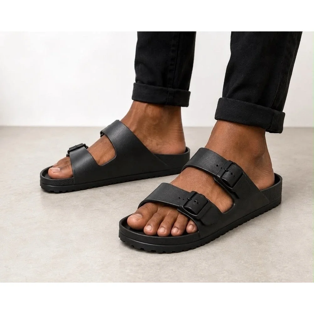 Birkenstock Arizona EVA Black Men's Slide Sandals US 12.5 Adjustable Buckle